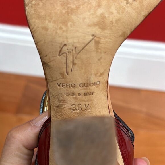 Giuseppe Zanotti Buckle Burgundy Red Patent Leather Mule size 6.5 - Picture 7 of 10